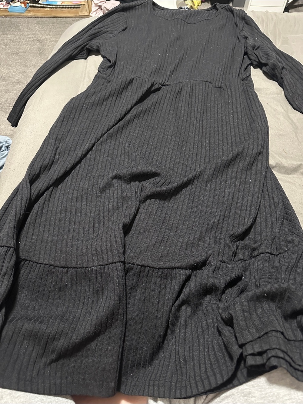 BloomChic Black Ribbed Maxi Dress